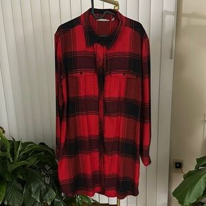 Athleta Red/Black Buffalo Plaid Tunic Shirt